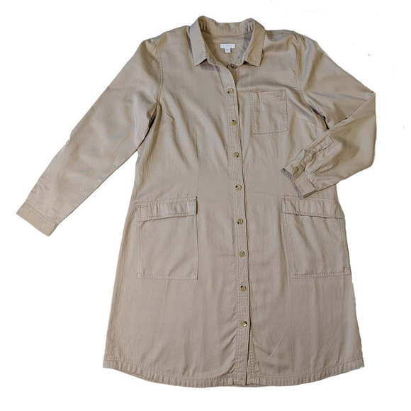 J. Jill Khaki Tunic Dress Long Sleeve with Pocket Size Large - Picture 1 of 5